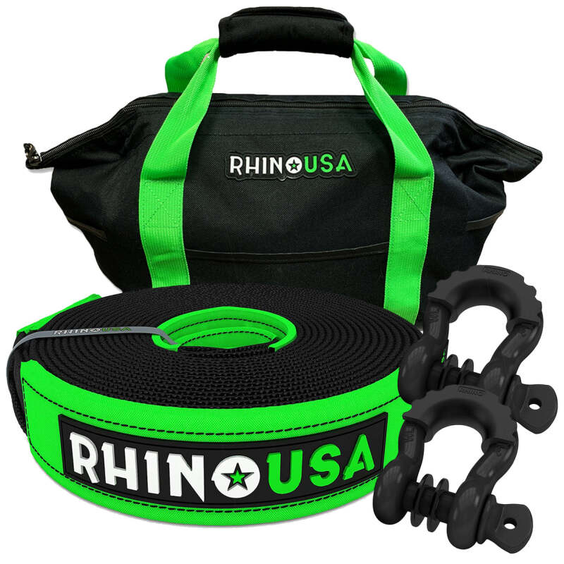 Rhino USA 30Ft Tow Strap/Shackles Combo - RNO-SHACKSTRAP30