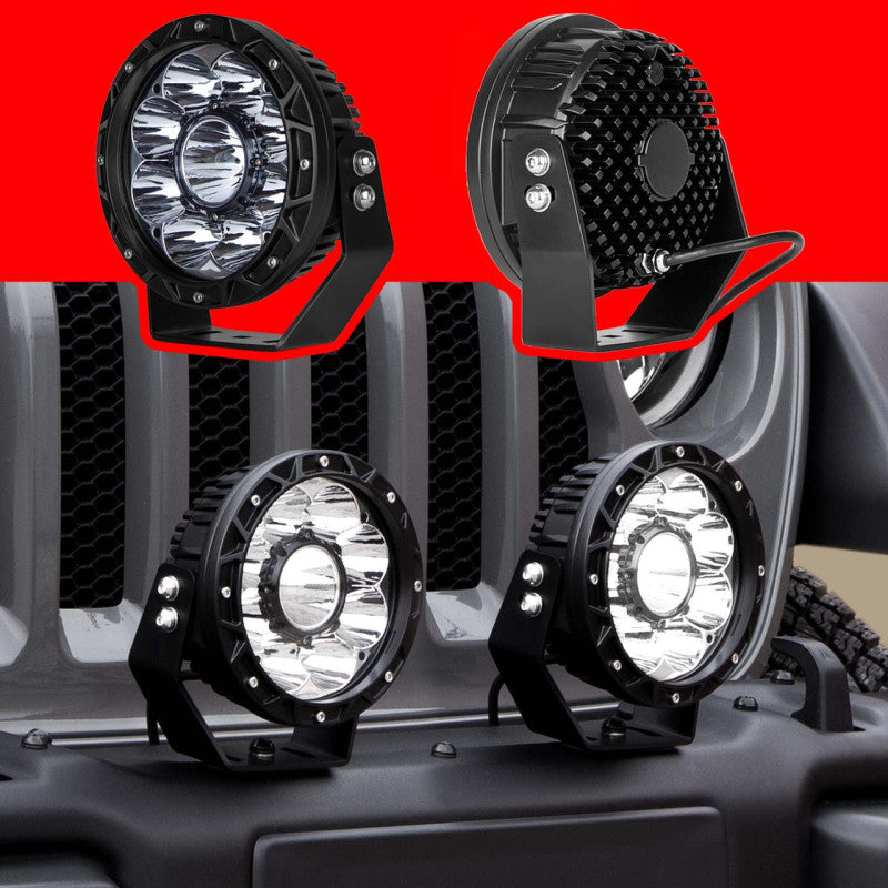 XKGLOW Combo Beam Offroad Round Work Light Kit 2pc 7in 44W - XK066007