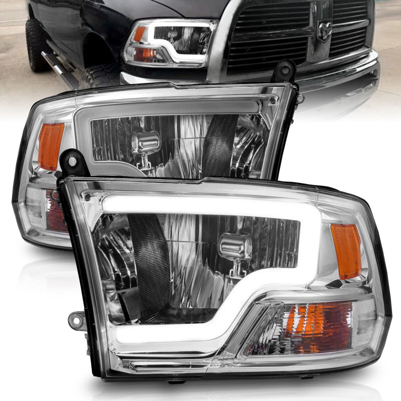 ANZO Crystal C-Bar Headlights, Chrome - 2009-2018 Ram 1500, 2010-2018 Ram 2500/3500 (For dual light models) - ANZO part 111516