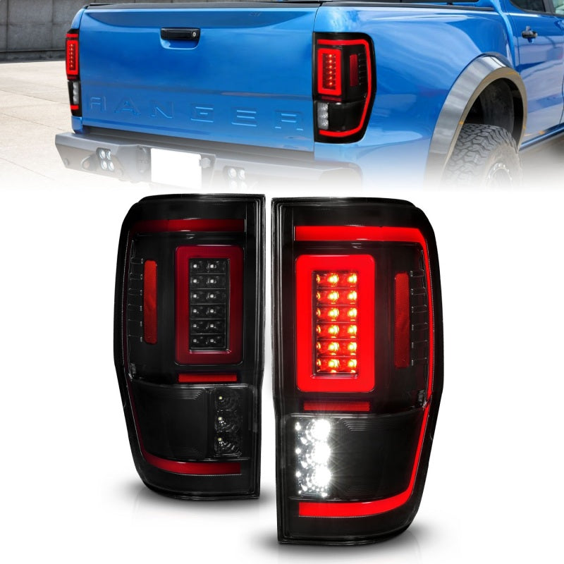 ANZO Full LED Sequential Tail Lights, Black Housing, Smoke Lens - 2019-2023 Ford Ranger (For all models) - ANZO part 311447