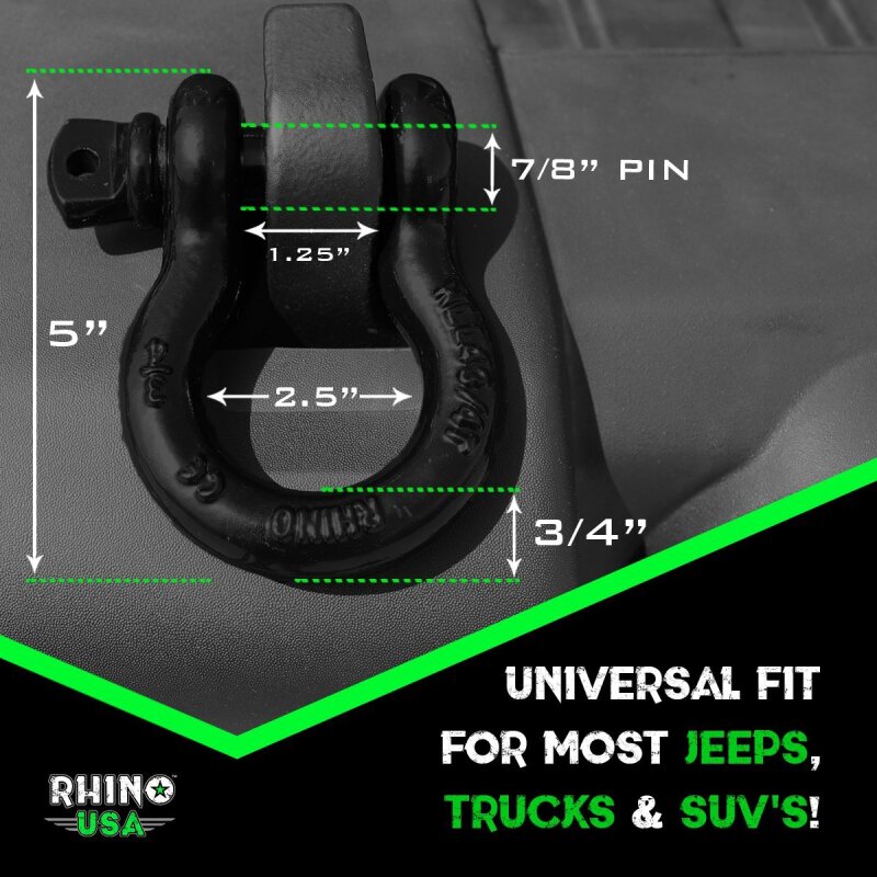 Rhino USA 30Ft Tow Strap/Shackles Combo - RNO-SHACKSTRAP30 - view 5