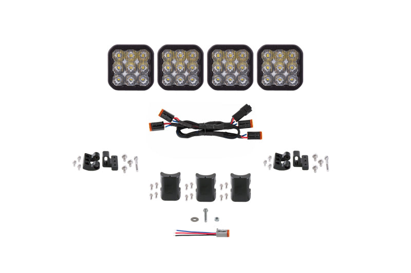 Diode Dynamics SS5 Pro Universal CrossLink 4-Pod Lightbar - White Driving - DD7252