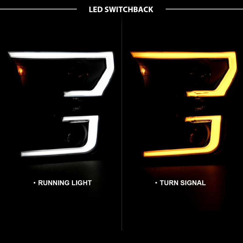ANZO Projector Plank Style Switchback Headlights, Black - 2015-2017 Ford F-150 (For halogen models only) - ANZO part 111357 view 2