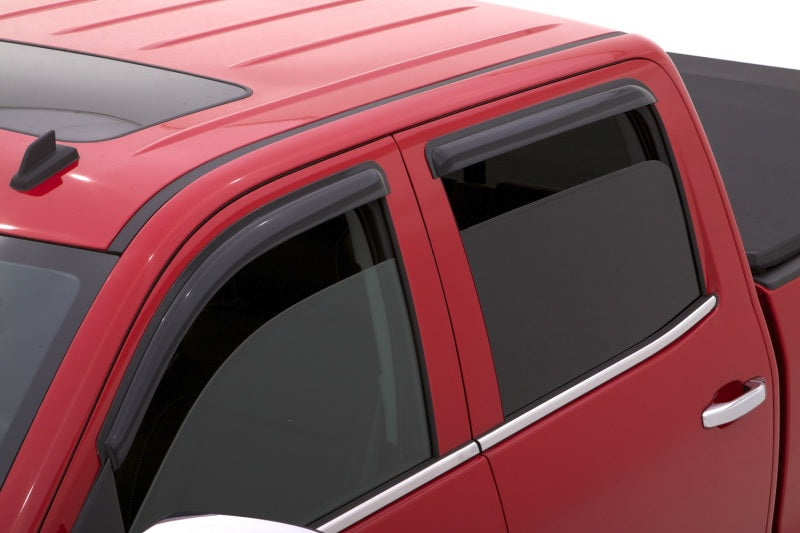 AVS Ventvisor Outside Mount Window Deflectors 4pc for 2015-2018 Chevy Silverado 2500 Crew Cab - Smoke - view 2