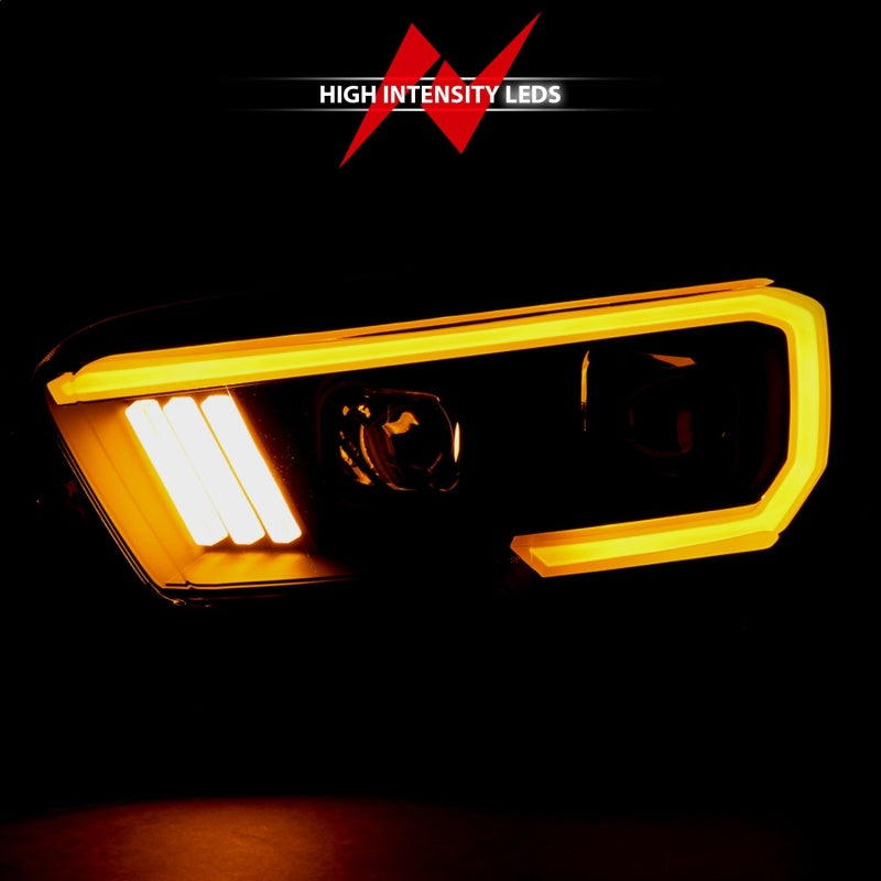 ANZO Projector Plank Style Switchback Headlights w/ DRL, Black - 2016-2023 Toyota Tacoma (For halogen version with LED DRL) - ANZO part 111397 view 5