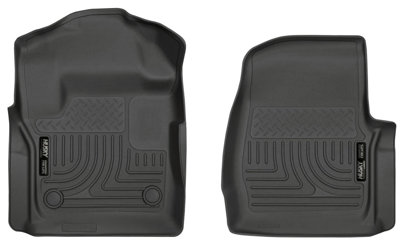 Husky Liners WeatherBeater Floor Liners - 17 Ford F-250 F-350 Super Duty Standard Cab WeatherBeater Black Front Floor Liners