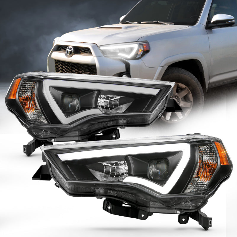ANZO Projector Plank Style Headlights, Black - 2014-2021 Toyota 4Runner (Halogen models only) - ANZO part 111416
