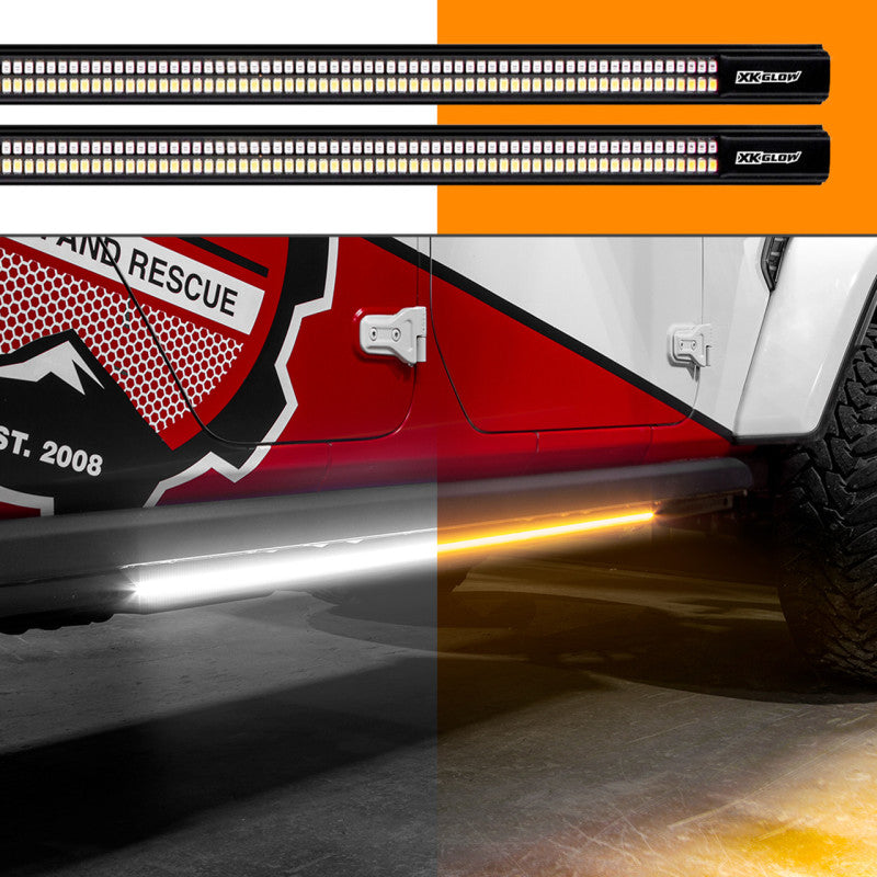 XKGLOW Jeep & Truck Running Board Light w/ Turn Signal 2x60in White + Amber - XK041021
