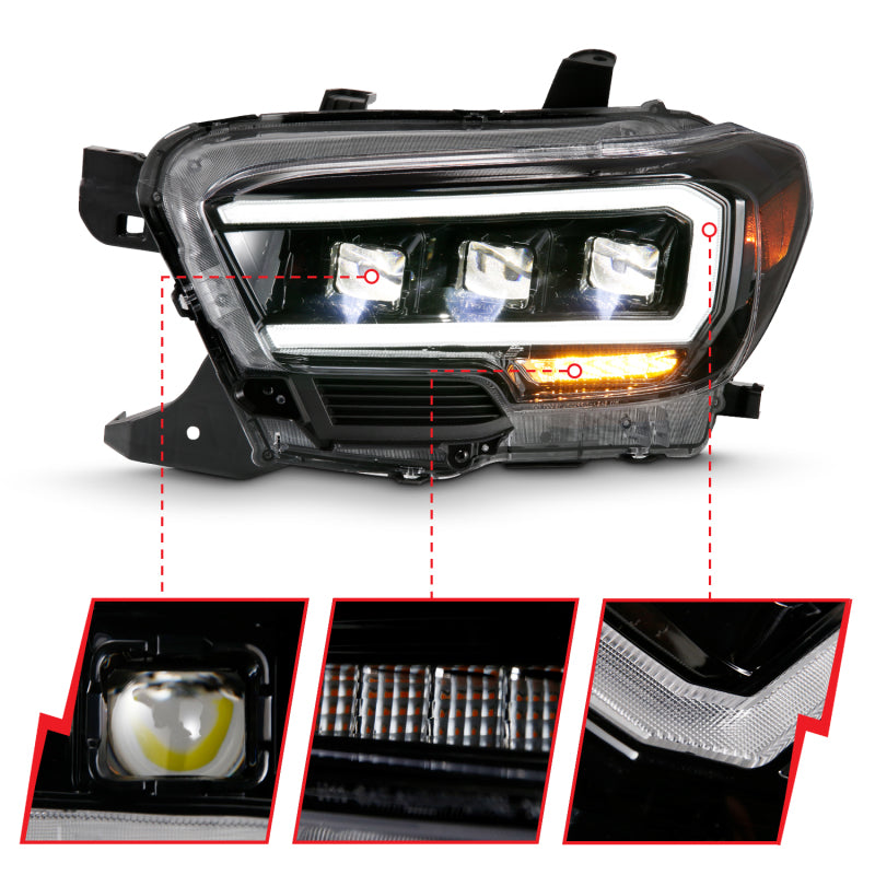 ANZO LED Projector Plank Style Headlights, Black - 2016-2018 Toyota Tacoma - ANZO part 111496 view 3