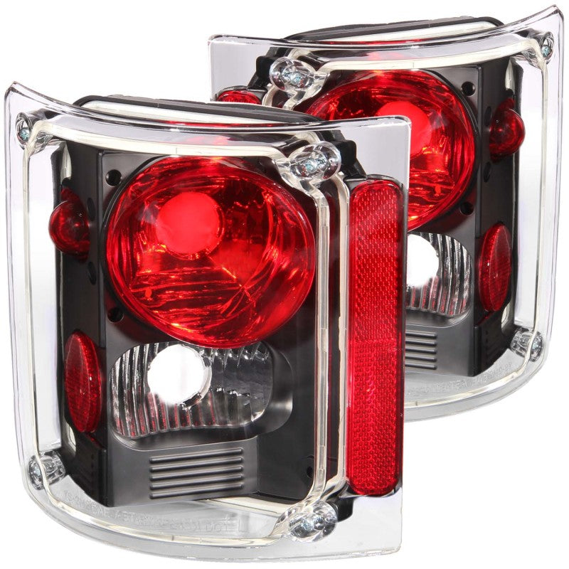 ANZO Euro Tail Lights, Black - 1973-1987 Chevy/GMC C/K 10/20/30, 1973-1991 Chevy Suburban & Blazer, 1973-1991 GMC Jimmy - ANZO part 211016