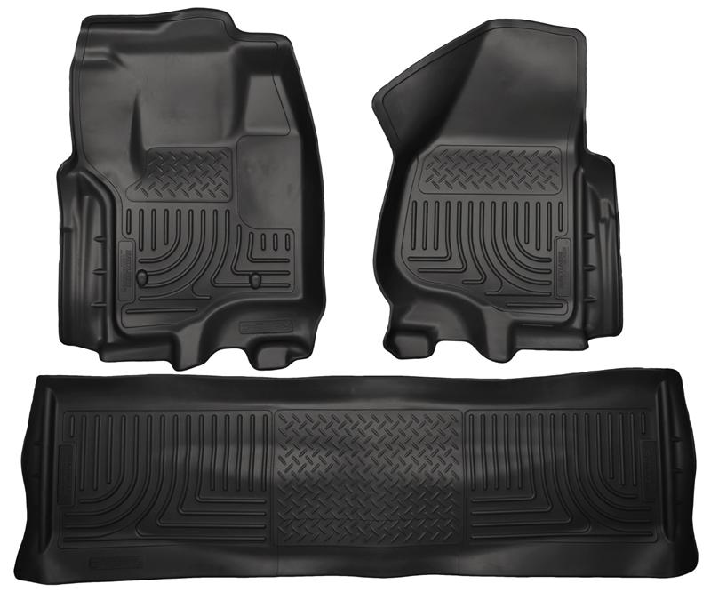 Husky Liners WeatherBeater Floor Liners - Ram 2500/3500, Ford Super Duty & GM 2500HD/3500HD - 2012.5 Ford SD Crew Cab WeatherBeater Combo Black Floor Liners (w/o Manual Trans Case) (part 99711)