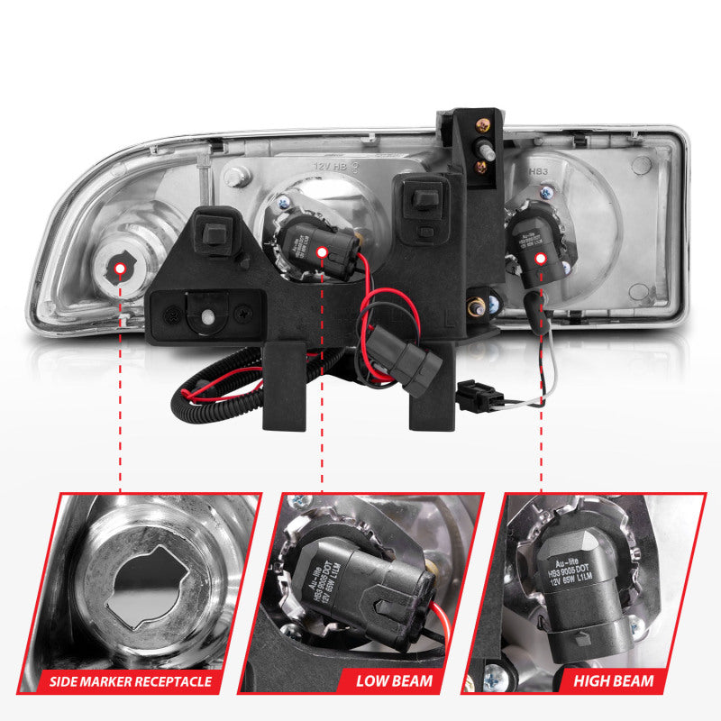 ANZO LED Projector Halo Headlights, Black - 1998-2004 Chevy S-10 & S-10 Blazer - ANZO part 111015 view 6