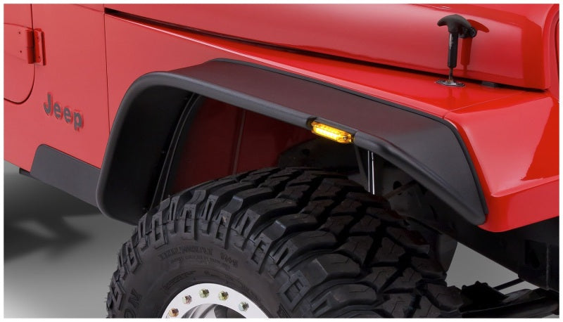Bushwacker Flat Style Flares 4pc for 1987-1995 Jeep Wrangler YJ (Excludes Renegade) - Black - view 3