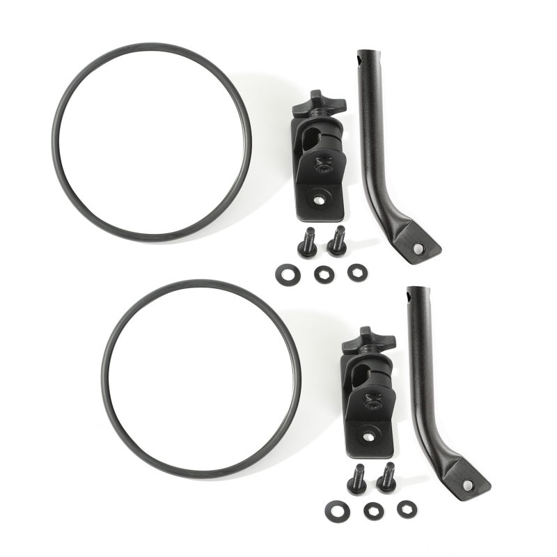 Rugged Ridge Textured Black Round Stubby Trail Mirror Kit for 1997-2018 Jeep Wrangler
