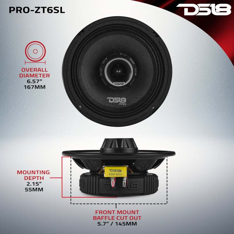 DS18 6.5in Mid-Range Speaker - 200W RMS, 4 Ohm - PRO-ZT6SL - view 7