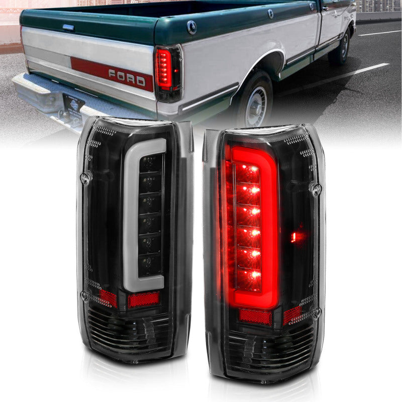 ANZO LED C-Bar Tail Lights, Black Housing, Clear Lens - 1987-1996 Ford F-150 & Bronco, 1989-1998 Ford F-250/F-350/F-450 - ANZO part 311350