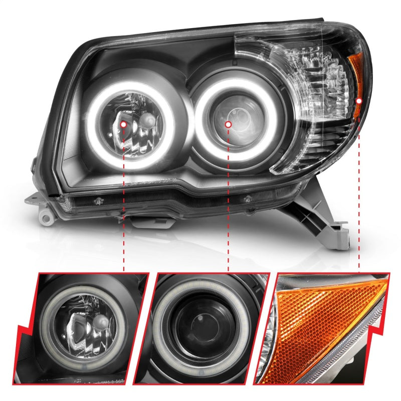 ANZO Projector RX Halo Headlights, Black, No Bulbs - 2006-2009 Toyota 4Runner - ANZO part 111320 view 4