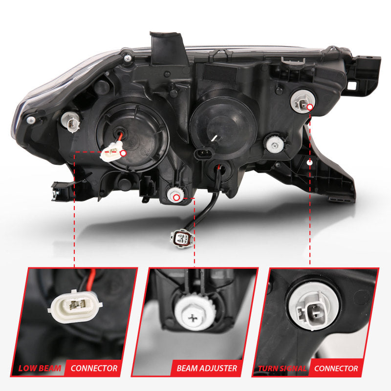 ANZO Projector Plank Style Switchback Headlights w/ DRL, Black - 2016-2023 Toyota Tacoma (For halogen version with LED DRL) - ANZO part 111397 view 4