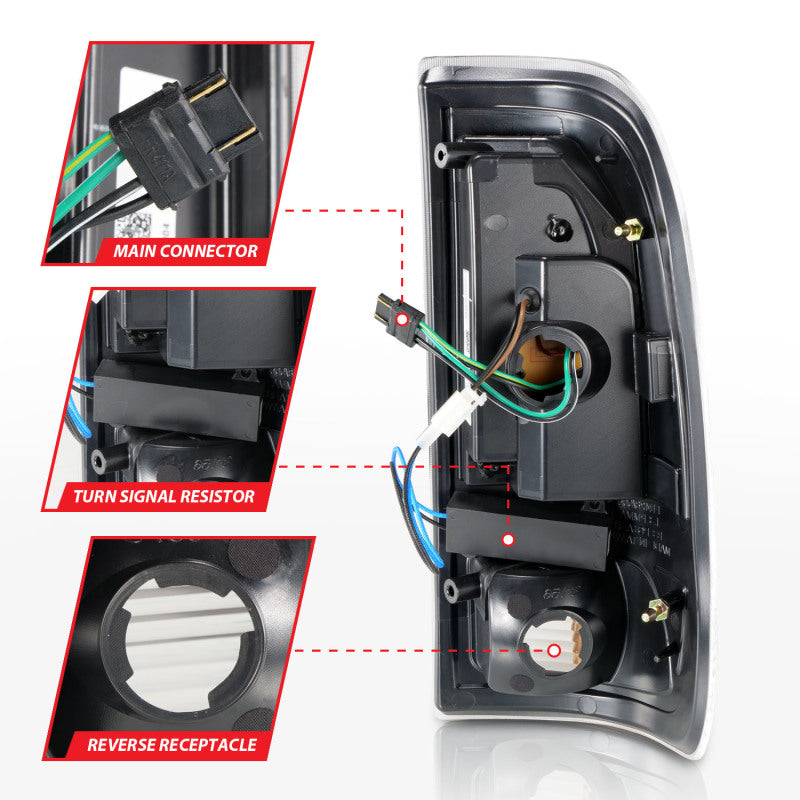 ANZO LED C-Bar Tail Lights, Black Housing, Clear Lens - 1997-2003 Ford F-150, 1997-2007 Ford F-250, 1999-2007 Ford F-350 - ANZO part 311377 view 4
