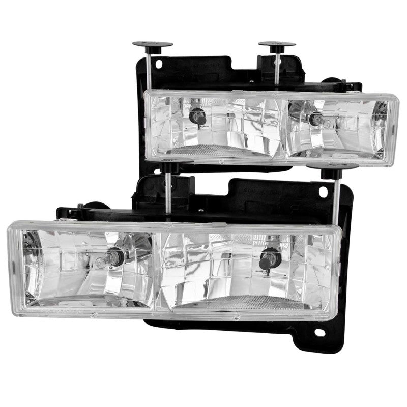 ANZO Crystal Headlights, Chrome - 1988-1998 Chevy/GMC C/K 1500/2500, 1988-2000 Chevy/GMC C/K 3500, 1992-1999 Chevy Suburban, 1992-1994 Chevy Blazer, 1995-1999 Chevy Tahoe, 1992-1999 GMC Yukon - ANZO part 111004