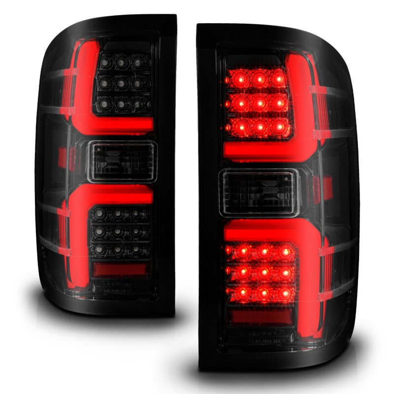 ANZO LED Sequential Tail Lights, Black Housing, Smoke Lens - 2014-2018 Chevy Silverado 1500, 2015-2019 Chevy Silverado 2500HD/3500HD, 2015-2019 GMC Sierra 2500HD/3500HD - ANZO part 311451 view 2