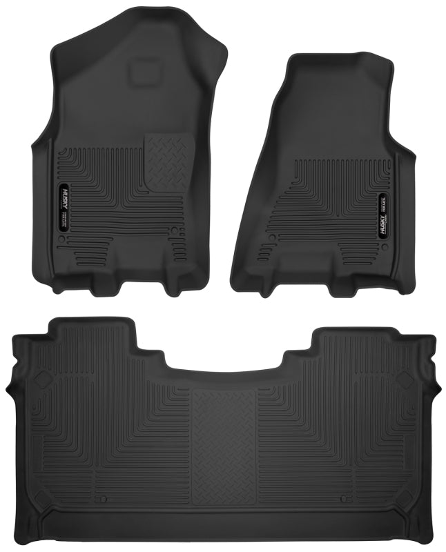 Husky Liners X-act Contour Floor Liners - Ram 1500 - 19-22 Dodge Ram 1500 Crew Cab X-Act Contour Front & Second Seat Floor Liners - Black (part 54608)