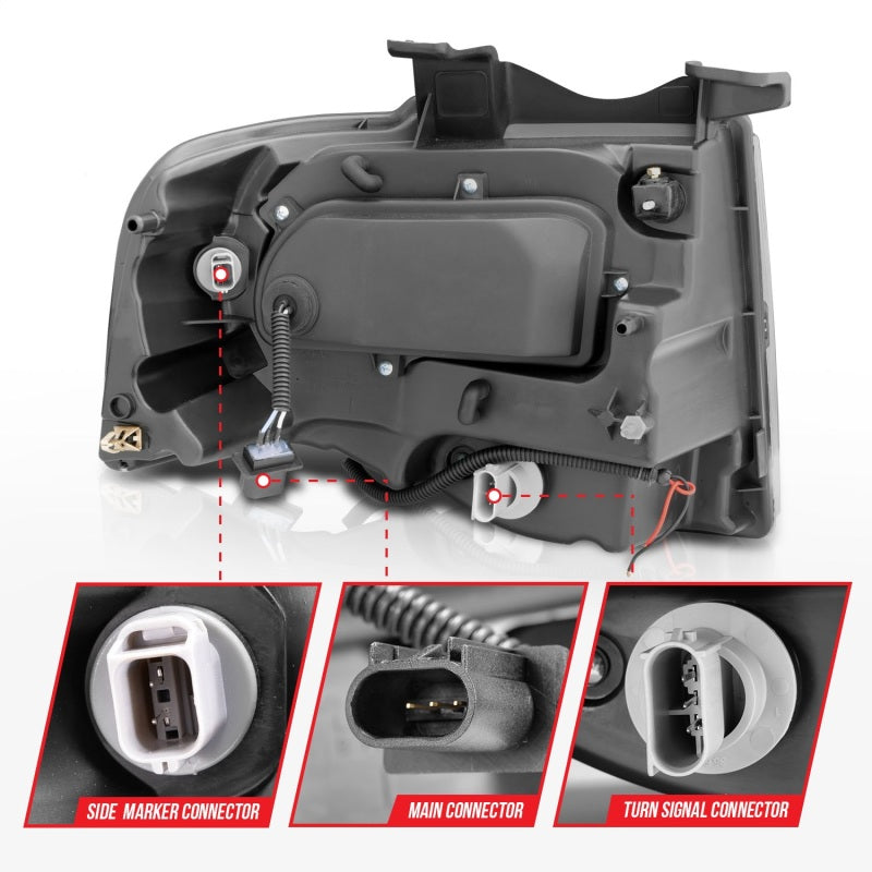ANZO Projector RX Halo Headlights, Chrome - 2007-2014 Ford Expedition - ANZO part 111114 view 5