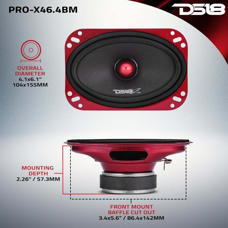 DS18 4x6in Mid-Range Speaker - 100W RMS, 4 Ohm - PRO-X46.4BM - view 7