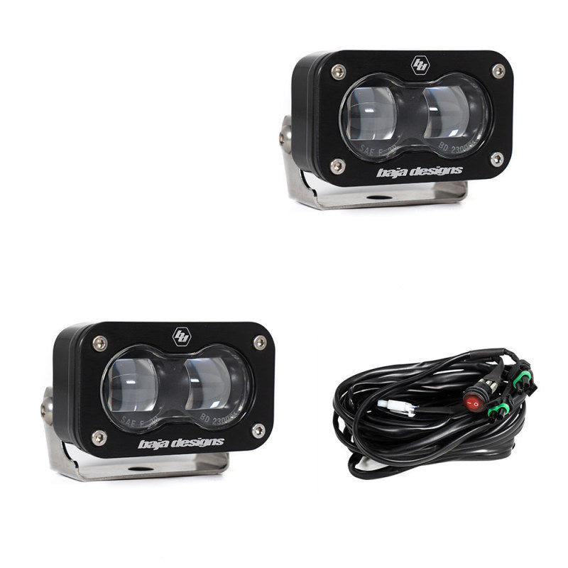 Baja Designs SAE & DOT Road-Legal LED Lights - Universal S2 SAE Spot LED (Pair) - Clear (part 237801)