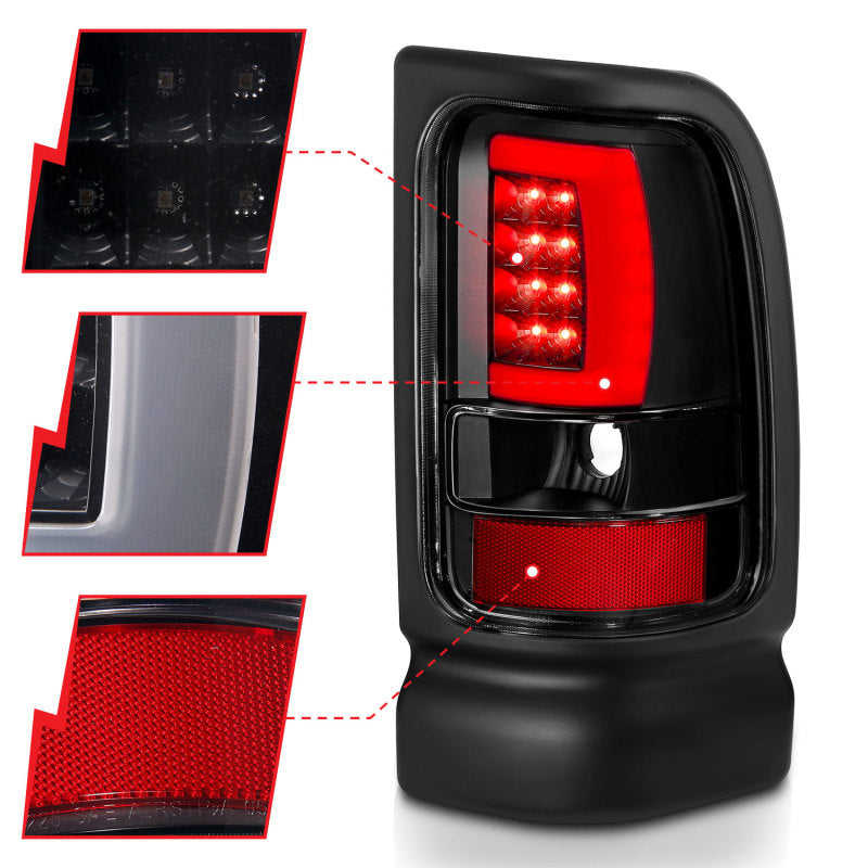 ANZO LED Plank Style Tail Lights, Black - 1994-2001 Ram 1500, 1994-2002 Ram 2500/3500 - ANZO part 311339 view 3