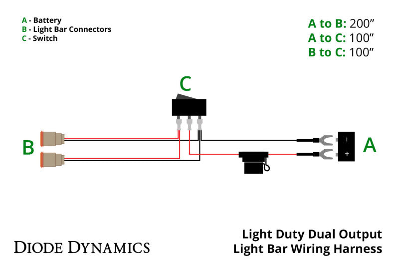 Diode Dynamics Light Duty Dual Output Light Bar Wiring Harness - DD4033 - view 2