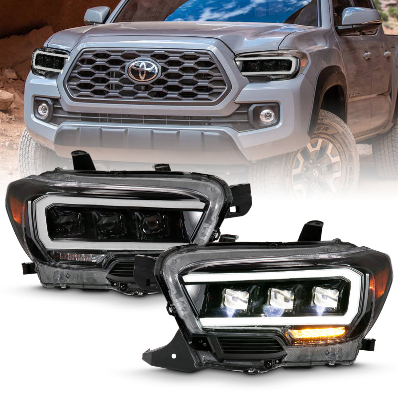 ANZO LED Projector Plank Style Headlights, Black - 2016-2018 Toyota Tacoma - ANZO part 111496