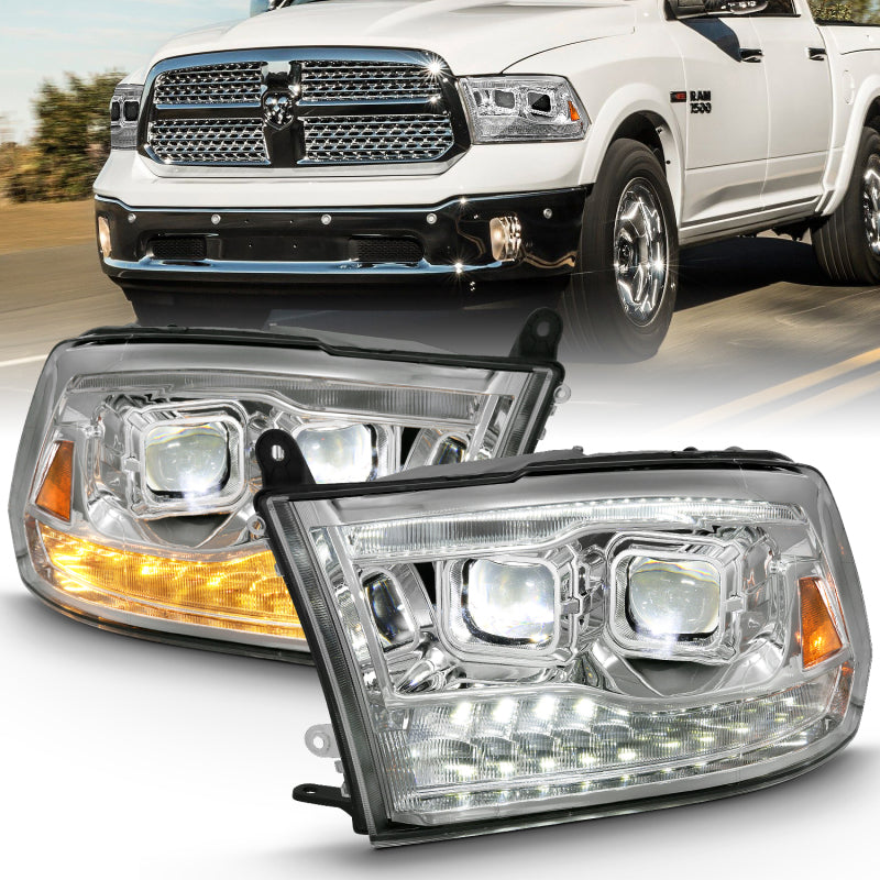 ANZO Dual LED Projector Switchback Headlights, Chrome - 2009-2018 Ram 1500, 2010-2018 Ram 2500/3500 (For all models) - ANZO part 111465