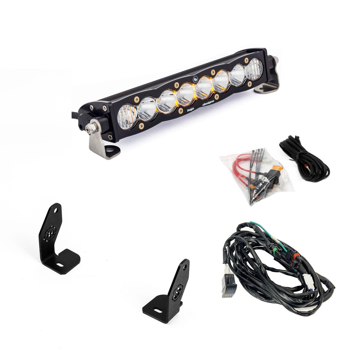 Baja Designs LED Light Kits - UTV & Side-by-Side - 2025 Polaris RZR Pro-R/S/XP S8 10in Light Bar Hood Mount Kit - Clear (part 448299)