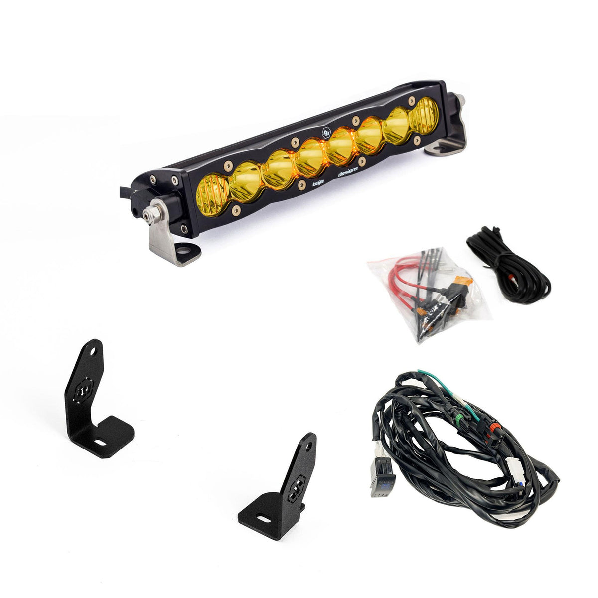 Baja Designs LED Light Kits - UTV & Side-by-Side - 2025 Polaris RZR Pro-R/S/XP S8 10in Light Bar Hood Mount Kit - Baja Amber (part 448300)