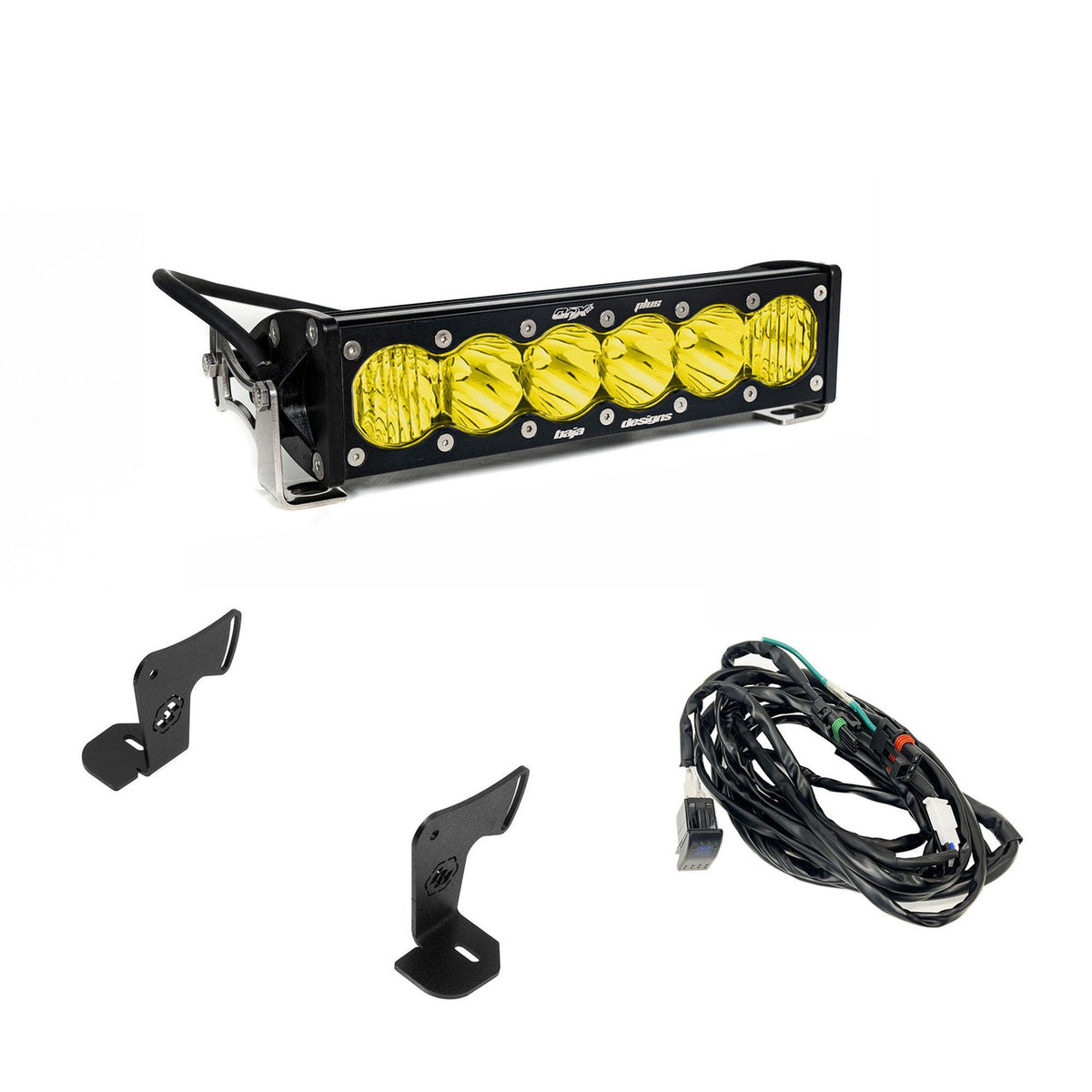 Baja Designs LED Light Kits - UTV & Side-by-Side - 2025 Polaris RZR Pro-R/S/XP OnX6+ 10in Light Bar Hood Mount Kit - Baja Amber (part 448302)