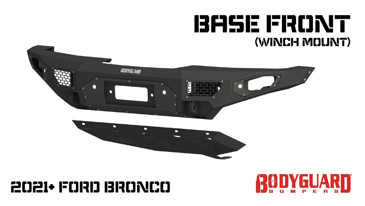 Bodyguard Freedom Series Base Front Bumper for 2021-2025 Ford Bronco - Textured Black Powder Coat
