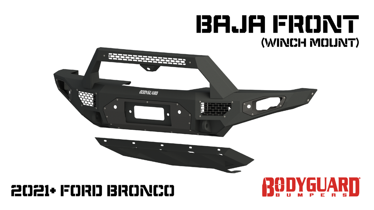 Bodyguard Freedom Series Baja Front Bumper for 2021-2025 Ford Bronco - Textured Black Powder Coat
