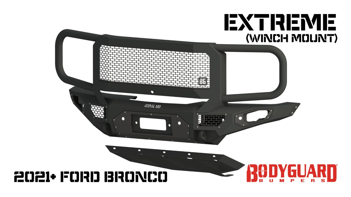 Bodyguard Freedom Series Extreme Front Bumper for 2021-2025 Ford Bronco - Textured Black Powder Coat