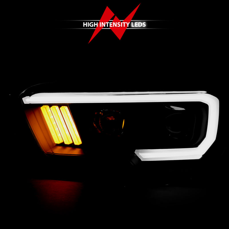 ANZO Projector Plank Style Headlights w/ DRL, Black - 2016-2023 Toyota Tacoma (For halogen version with LED DRL) - ANZO part 111379 view 4