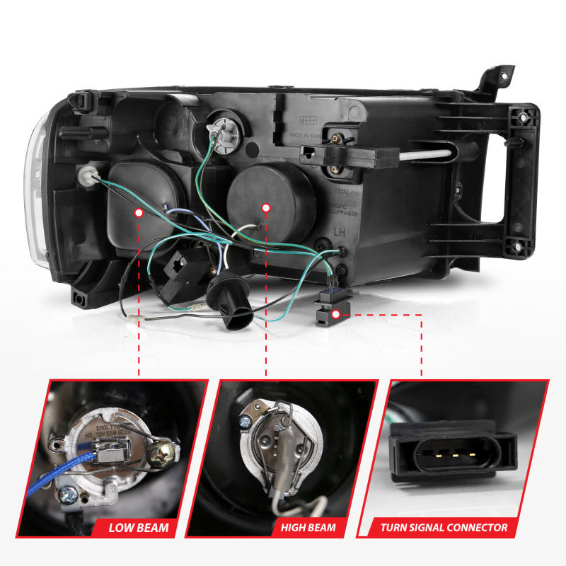 ANZO Projector Halo Headlights, Black - 2002-2005 Ram 1500, 2003-2005 Ram 2500/3500 - ANZO part 111490 view 7