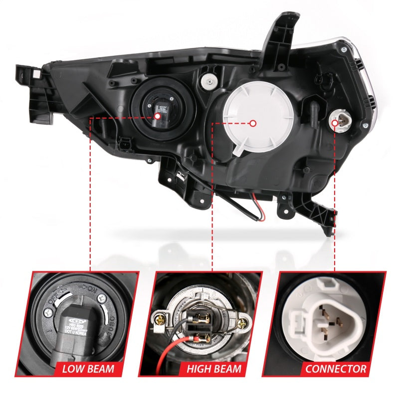 ANZO Projector Plank Style Headlights, Black - 2014-2021 Toyota 4Runner (Halogen models only) - ANZO part 111416 view 4
