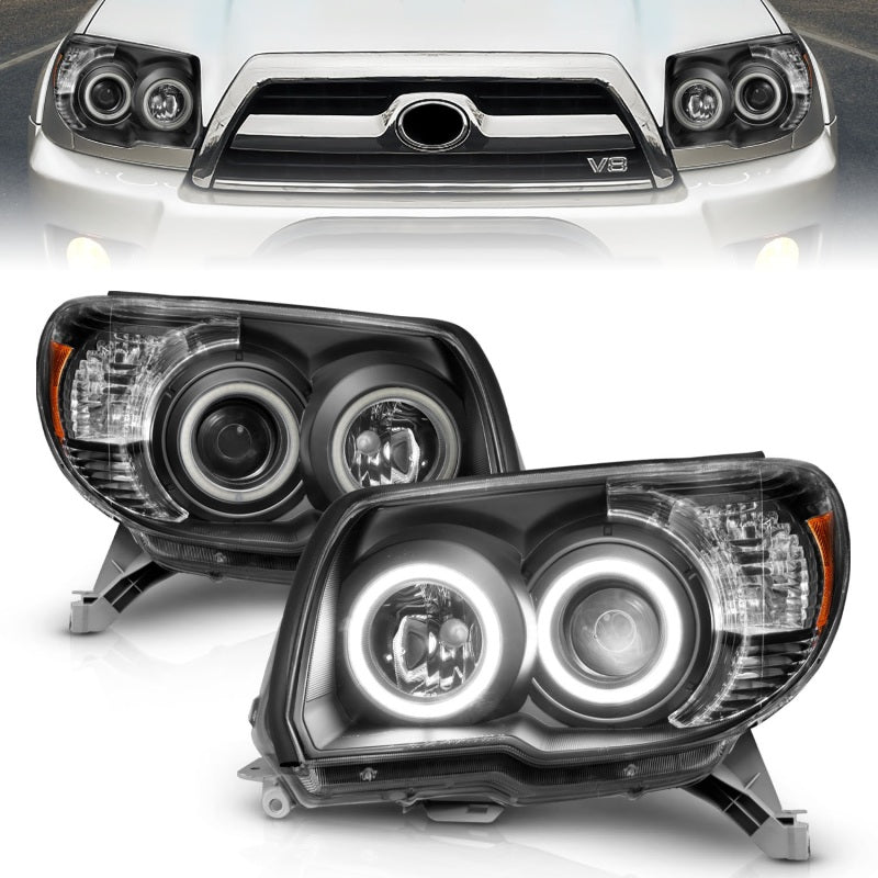 ANZO Projector RX Halo Headlights, Black, No Bulbs - 2006-2009 Toyota 4Runner - ANZO part 111320