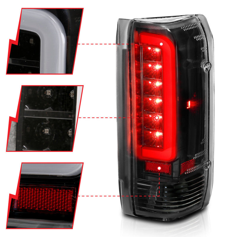 ANZO LED C-Bar Tail Lights, Black Housing, Clear Lens - 1987-1996 Ford F-150 & Bronco, 1989-1998 Ford F-250/F-350/F-450 - ANZO part 311350 view 3