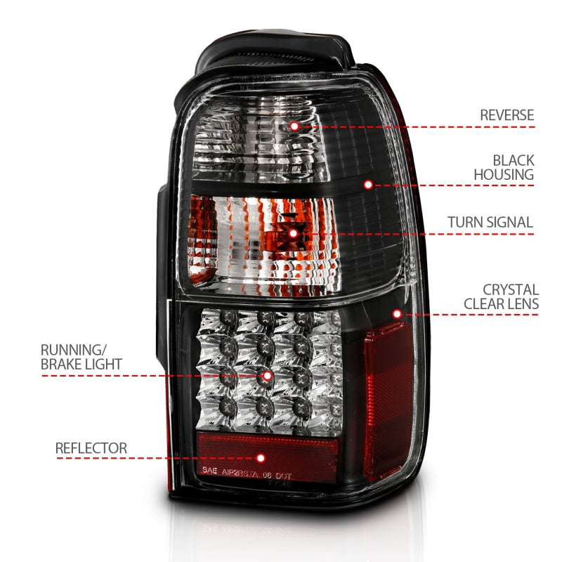 ANZO LED Tail Lights, Black - 2001-2002 Toyota 4Runner - ANZO part 311099 view 5