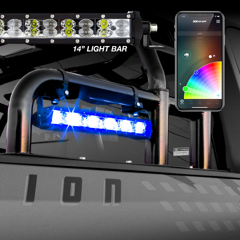 XKGLOW RGBW Light Bar High Power Offroad Work/Hunting Light w/ Bluetooth Controller 14in - XK-BAR-14 - view 4