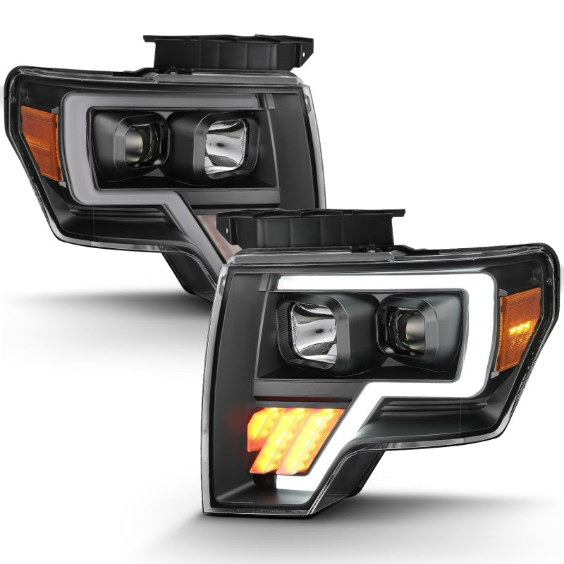 ANZO Projector Plank Style LED Signal Headlights, Black - 2009-2014 Ford F-150 (For halogen model) - ANZO part 111445 view 2