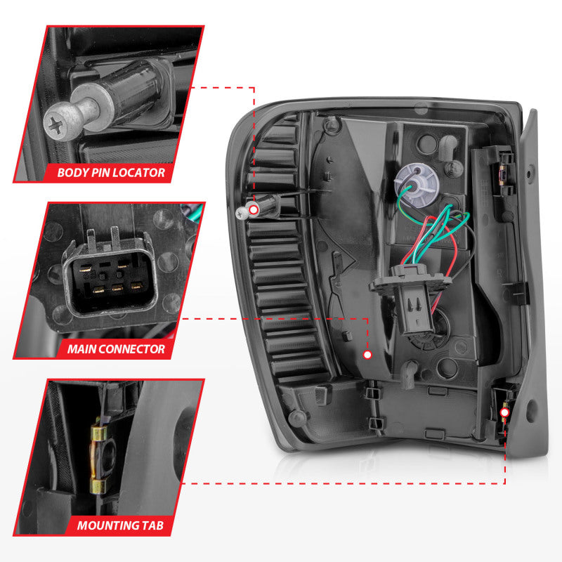 ANZO LED Light Bar Tail Lights, Black Housing, Clear Lens - 1999-2004 Jeep Grand Cherokee - ANZO part 311394 view 4