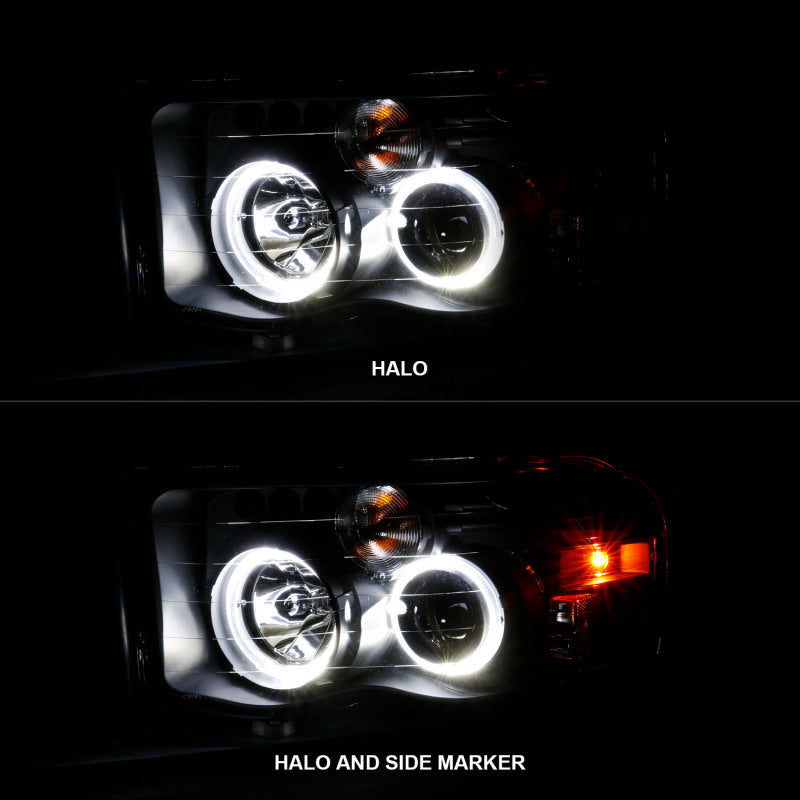 ANZO Projector Halo Headlights, Black - 2002-2005 Ram 1500, 2003-2005 Ram 2500/3500 - ANZO part 111490 view 4
