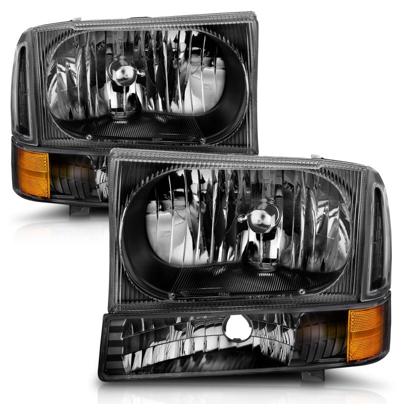 ANZO Crystal Headlights w/ Corner Lights, Black - 2000-2004 Ford Excursion, 1999-2004 Ford F-250/F-350 - ANZO part 111080 view 3